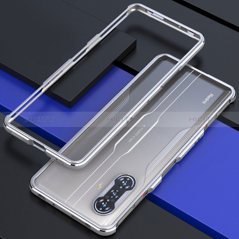 Coque Bumper Luxe Aluminum Metal Etui pour Xiaomi Poco F3 GT 5G Argent Plus