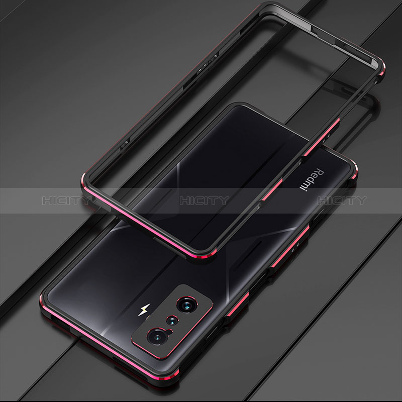 Coque Bumper Luxe Aluminum Metal Etui pour Xiaomi Poco F4 GT 5G Rouge et Noir Plus