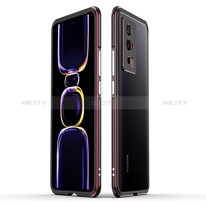 Coque Bumper Luxe Aluminum Metal Etui pour Xiaomi Poco F5 Pro 5G Rouge et Noir Plus