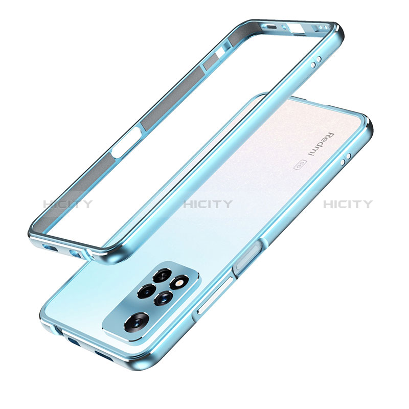 Coque Bumper Luxe Aluminum Metal Etui pour Xiaomi Poco X4 NFC Bleu Plus