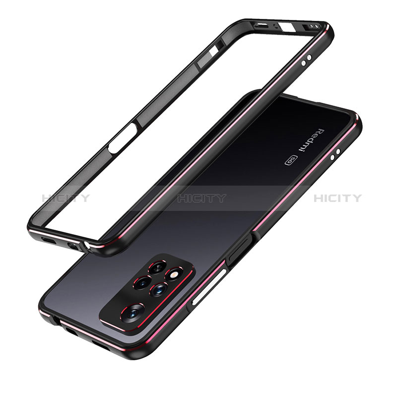 Coque Bumper Luxe Aluminum Metal Etui pour Xiaomi Poco X4 NFC Rouge et Noir Plus