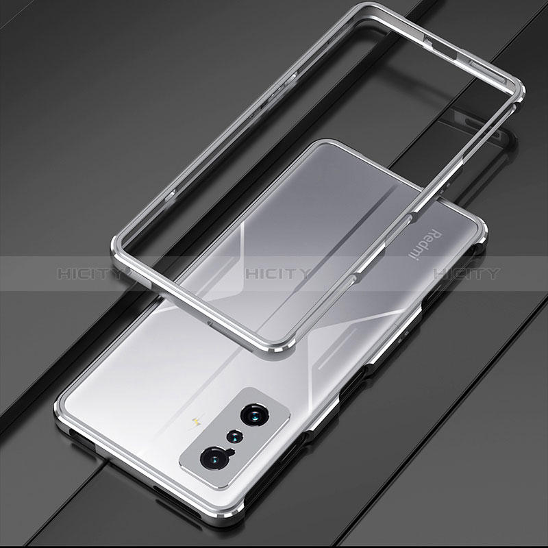 Coque Bumper Luxe Aluminum Metal Etui pour Xiaomi Redmi K50 Gaming 5G Argent Plus