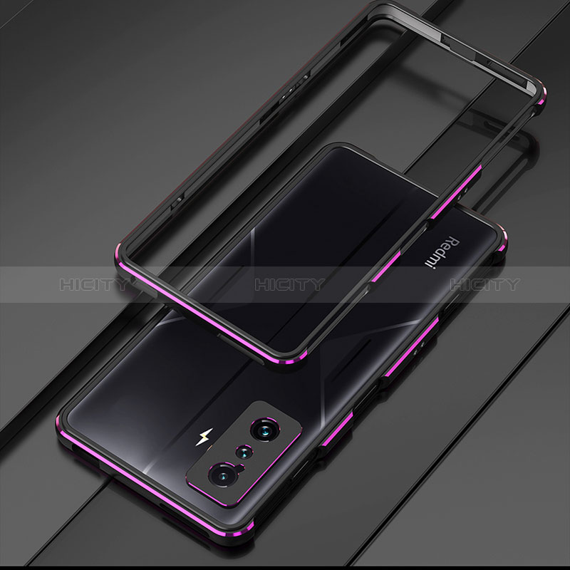 Coque Bumper Luxe Aluminum Metal Etui pour Xiaomi Redmi K50 Gaming AMG F1 5G Violet Plus