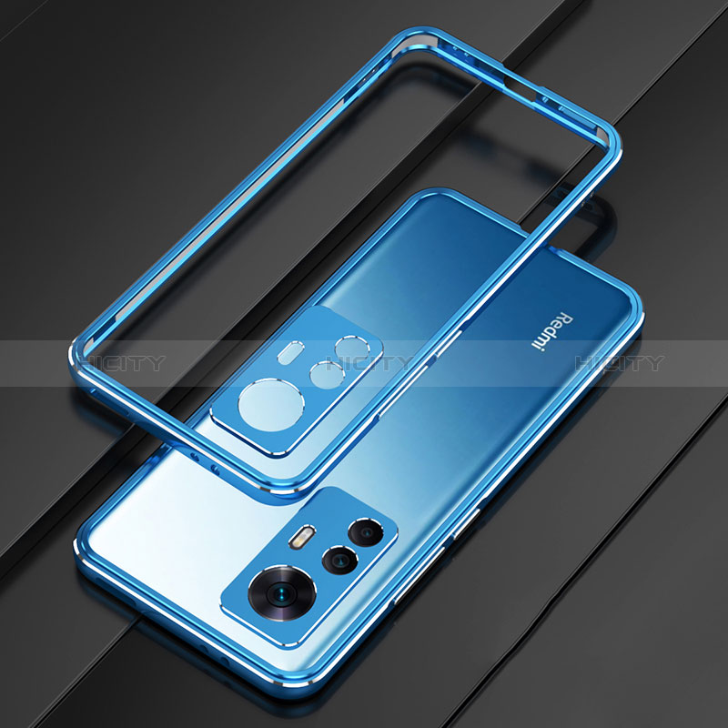 Coque Bumper Luxe Aluminum Metal Etui pour Xiaomi Redmi K50 Ultra 5G Bleu Plus