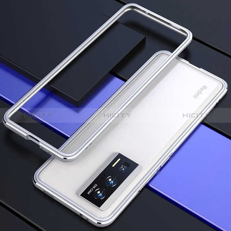 Coque Bumper Luxe Aluminum Metal Etui pour Xiaomi Redmi K60 5G Argent Plus