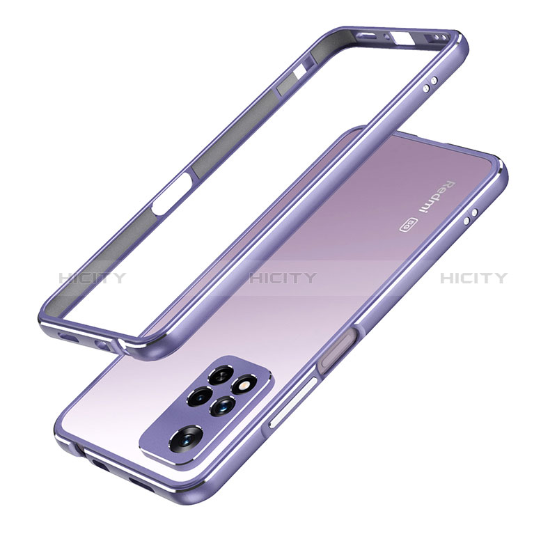 Coque Bumper Luxe Aluminum Metal Etui pour Xiaomi Redmi Note 11 Pro+ Plus 5G Violet Clair Plus