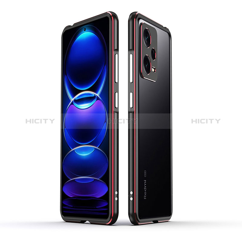 Coque Bumper Luxe Aluminum Metal Etui pour Xiaomi Redmi Note 12 Pro+ Plus 5G Rouge et Noir Plus