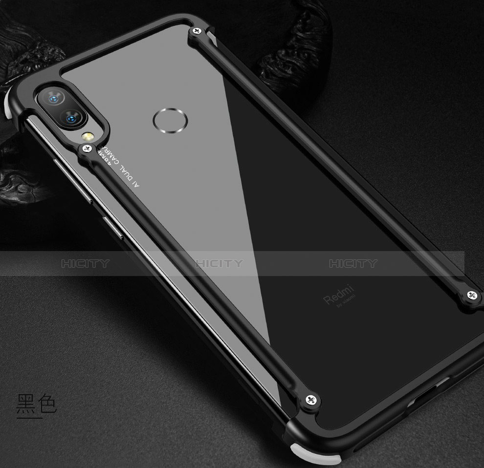 Coque Bumper Luxe Aluminum Metal Etui pour Xiaomi Redmi Note 7 Noir Plus