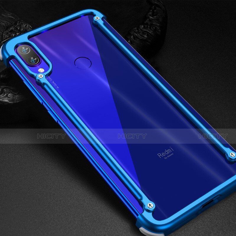 Coque Bumper Luxe Aluminum Metal Etui pour Xiaomi Redmi Note 7 Pro Bleu Plus