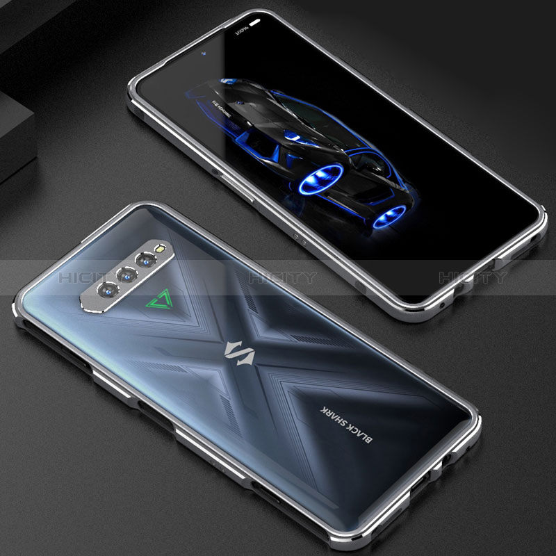 Coque Bumper Luxe Aluminum Metal Etui S01 pour Xiaomi Black Shark 4S Pro 5G Argent Plus