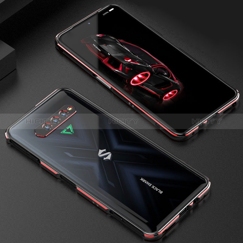 Coque Bumper Luxe Aluminum Metal Etui S01 pour Xiaomi Black Shark 4S Pro 5G Rouge et Noir Plus