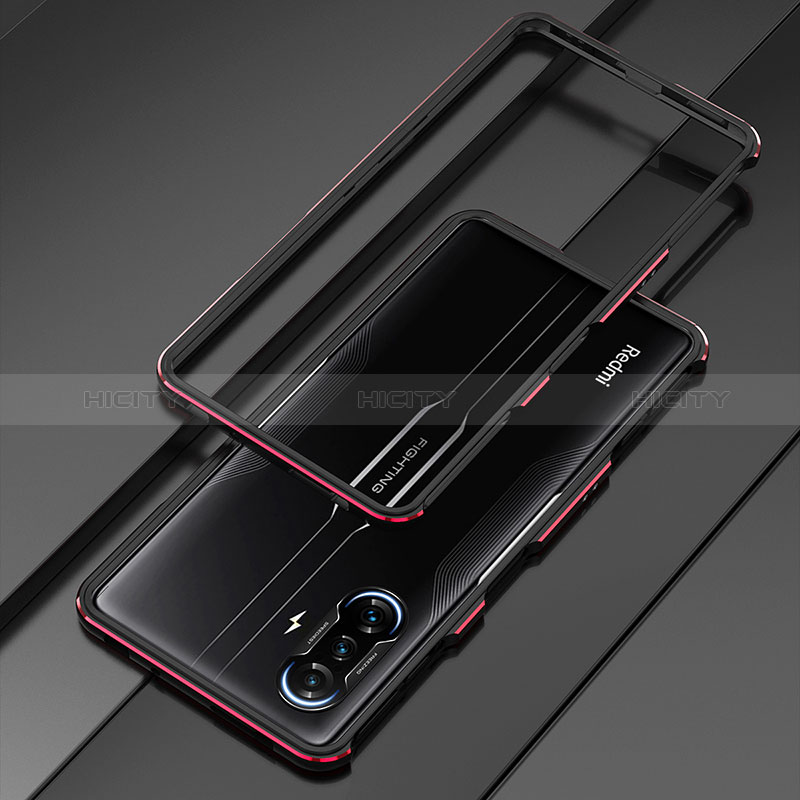 Coque Bumper Luxe Aluminum Metal Etui S01 pour Xiaomi Poco F3 GT 5G Rouge et Noir Plus