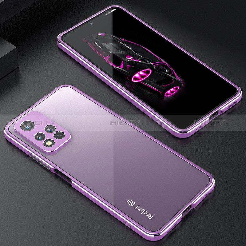 Coque Bumper Luxe Aluminum Metal Etui S01 pour Xiaomi Poco X4 NFC Violet Clair Plus