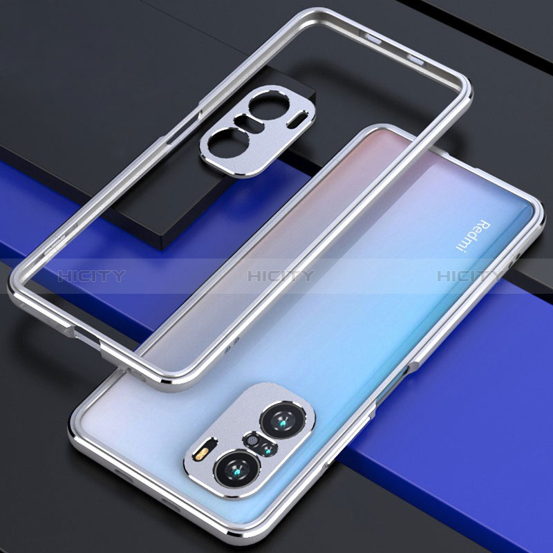 Coque Bumper Luxe Aluminum Metal Etui S01 pour Xiaomi Redmi K40 5G Argent Plus