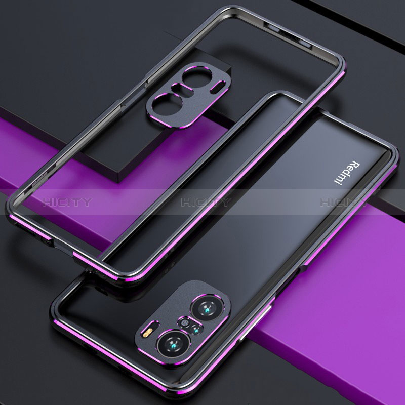 Coque Bumper Luxe Aluminum Metal Etui S01 pour Xiaomi Redmi K40 Pro 5G Violet Plus