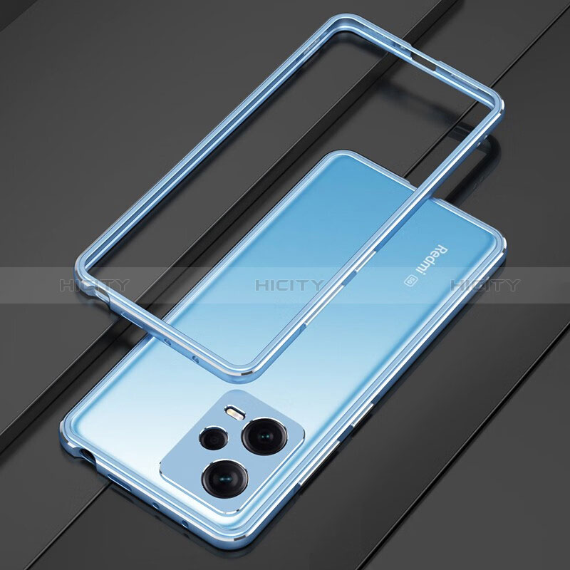Coque Bumper Luxe Aluminum Metal Etui S01 pour Xiaomi Redmi Note 12 Pro+ Plus 5G Bleu Plus