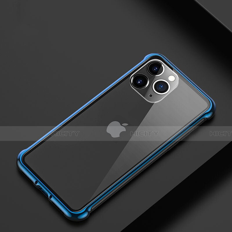 Coque Bumper Luxe Aluminum Metal Etui T01 pour Apple iPhone 11 Pro Bleu Plus