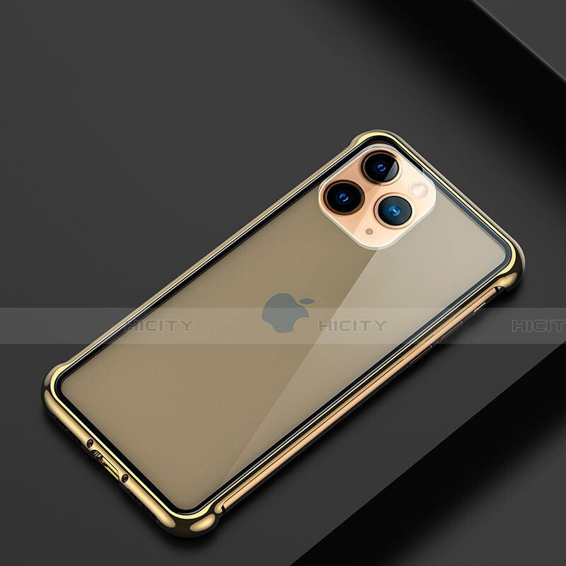 Coque Bumper Luxe Aluminum Metal Etui T01 pour Apple iPhone 11 Pro Max Or Plus