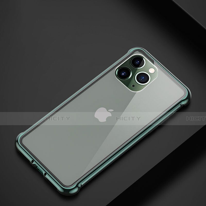 Coque Bumper Luxe Aluminum Metal Etui T01 pour Apple iPhone 11 Pro Max Vert Plus