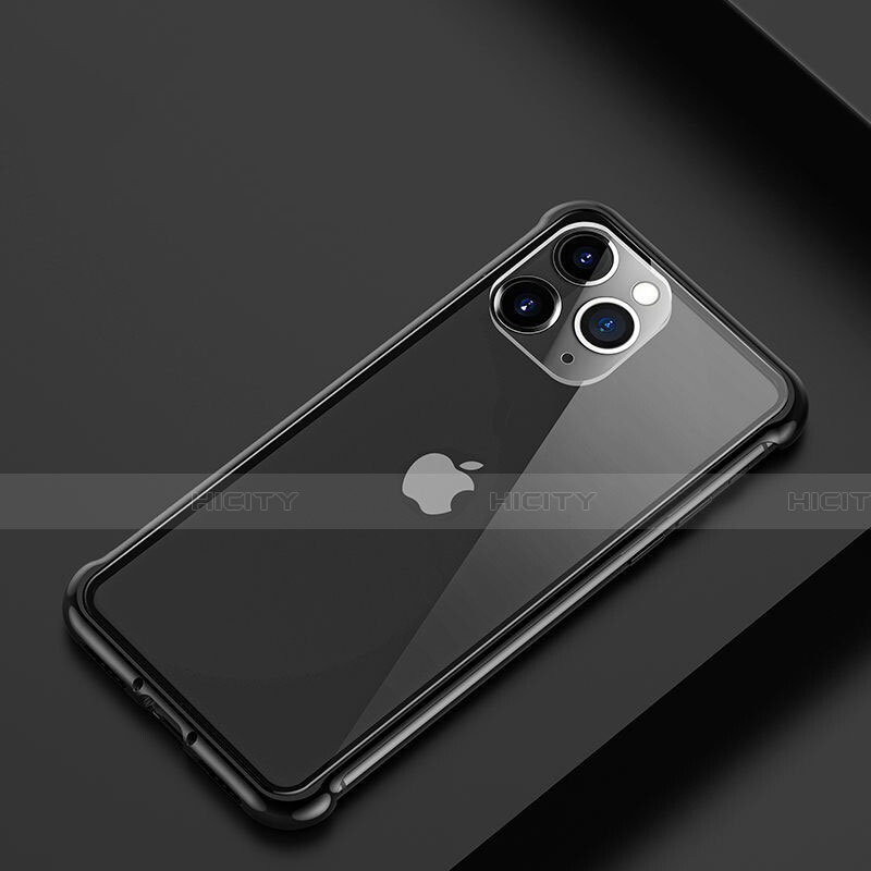 Coque Bumper Luxe Aluminum Metal Etui T01 pour Apple iPhone 11 Pro Noir Plus