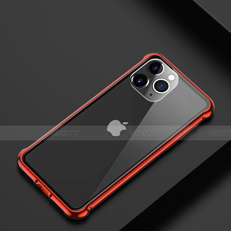 Coque Bumper Luxe Aluminum Metal Etui T01 pour Apple iPhone 11 Pro Rouge Plus