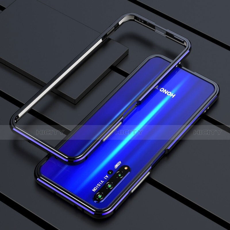 Coque Bumper Luxe Aluminum Metal Etui T01 pour Huawei Honor 20S Bleu et Noir Plus