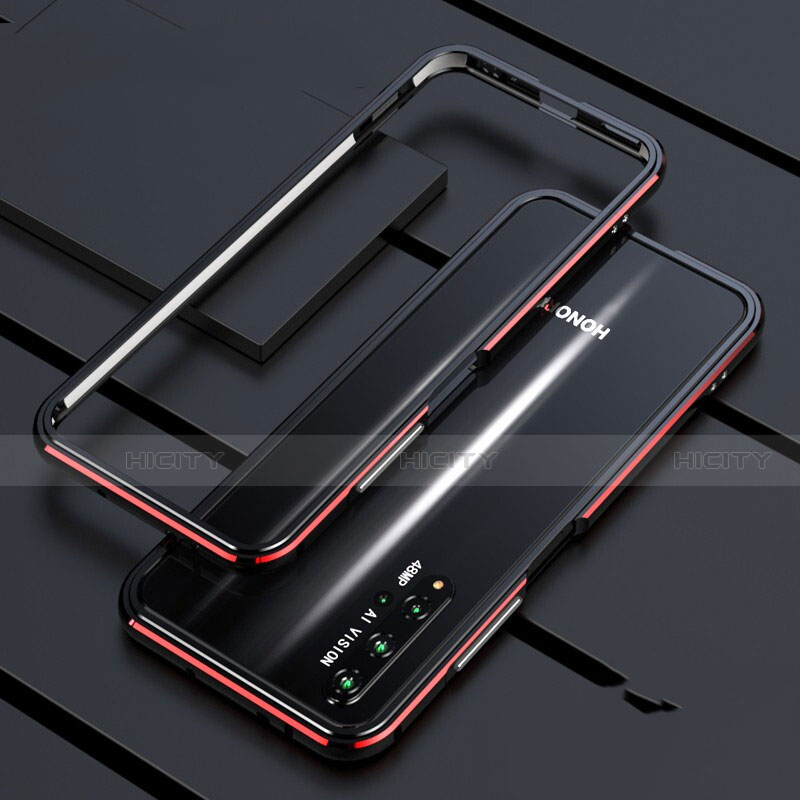 Coque Bumper Luxe Aluminum Metal Etui T01 pour Huawei Honor 20S Rouge et Noir Plus