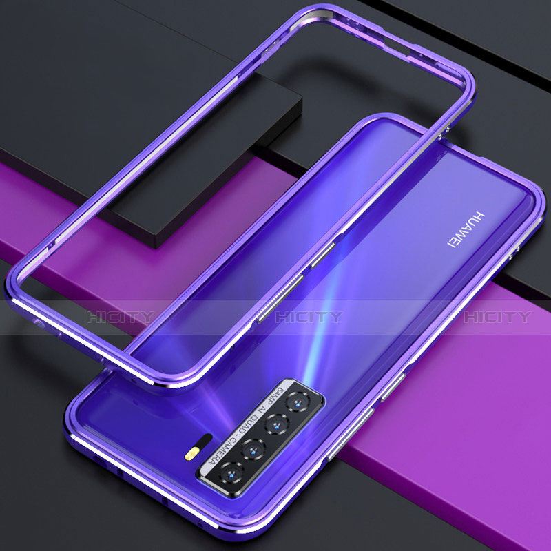 Coque Bumper Luxe Aluminum Metal Etui T01 pour Huawei P40 Lite 5G Violet Plus