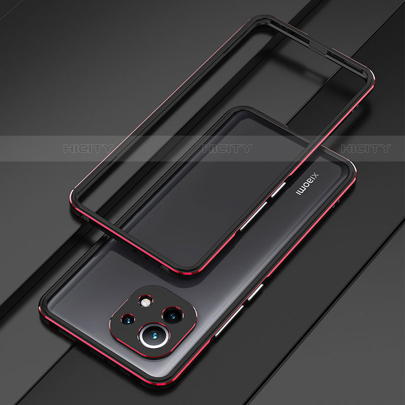 Coque Bumper Luxe Aluminum Metal Etui T01 pour Xiaomi Mi 11 Lite 4G Rouge Plus