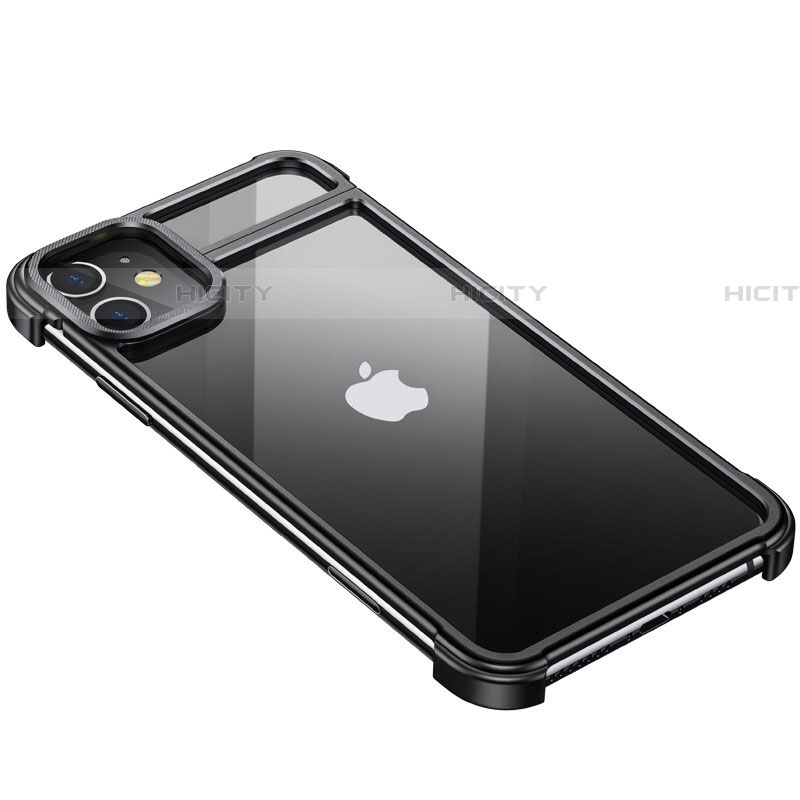 Coque Bumper Luxe Aluminum Metal Etui T02 pour Apple iPhone 11 Noir Plus