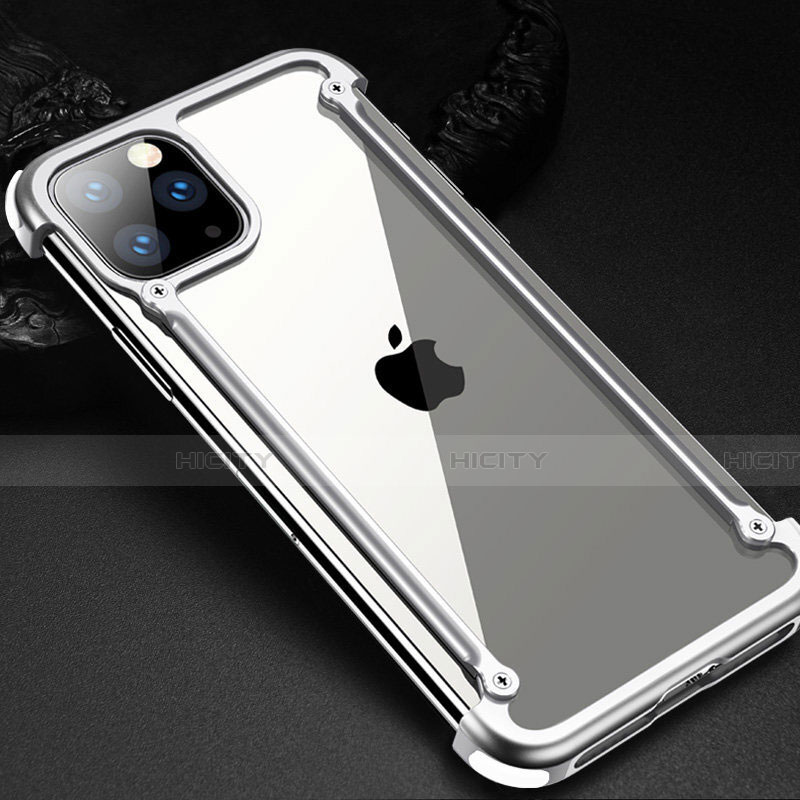 Coque Bumper Luxe Aluminum Metal Etui T02 pour Apple iPhone 11 Pro Argent Plus