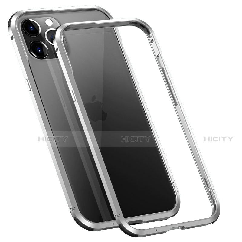 Coque Bumper Luxe Aluminum Metal Etui T02 pour Apple iPhone 12 Pro Max Argent Plus