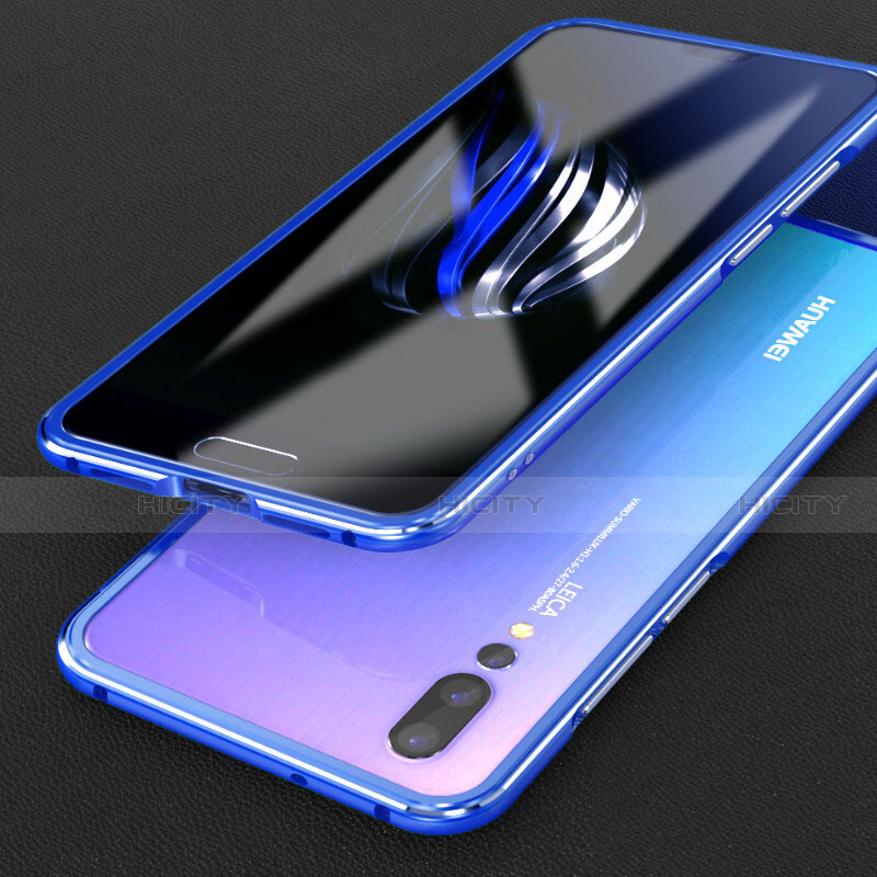 Coque Bumper Luxe Aluminum Metal Etui T02 pour Huawei P20 Pro Bleu Plus