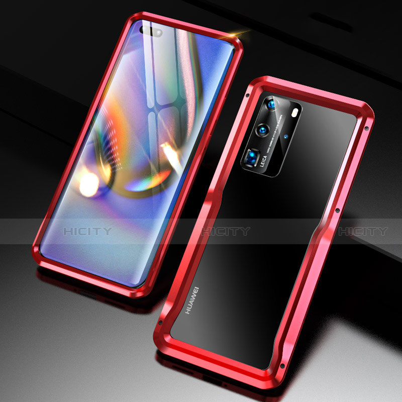 Coque Bumper Luxe Aluminum Metal Etui T02 pour Huawei P40 Pro Rouge Plus