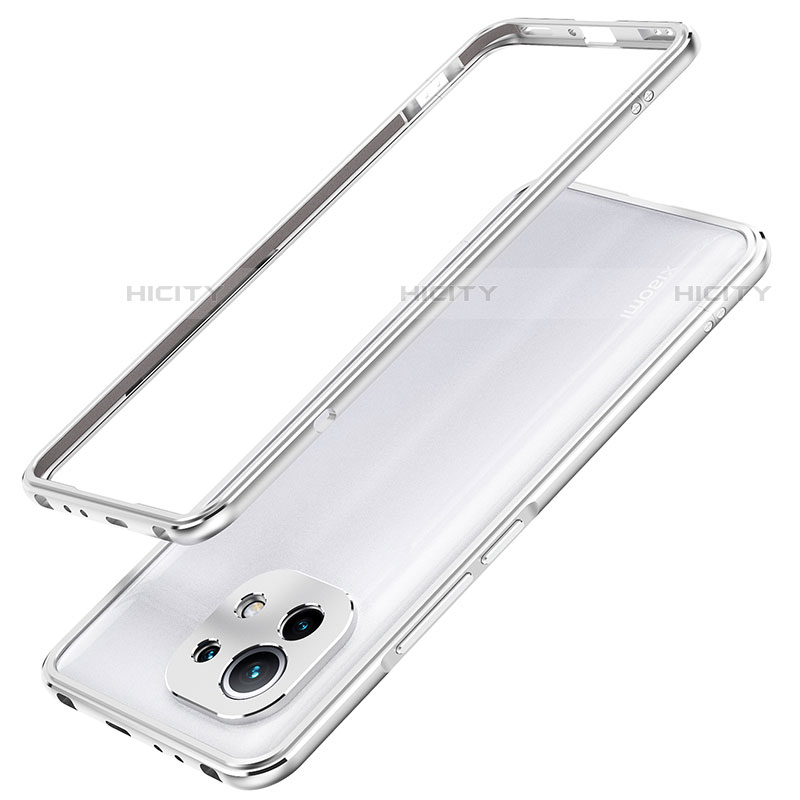 Coque Bumper Luxe Aluminum Metal Etui T02 pour Xiaomi Mi 11 5G Argent Plus