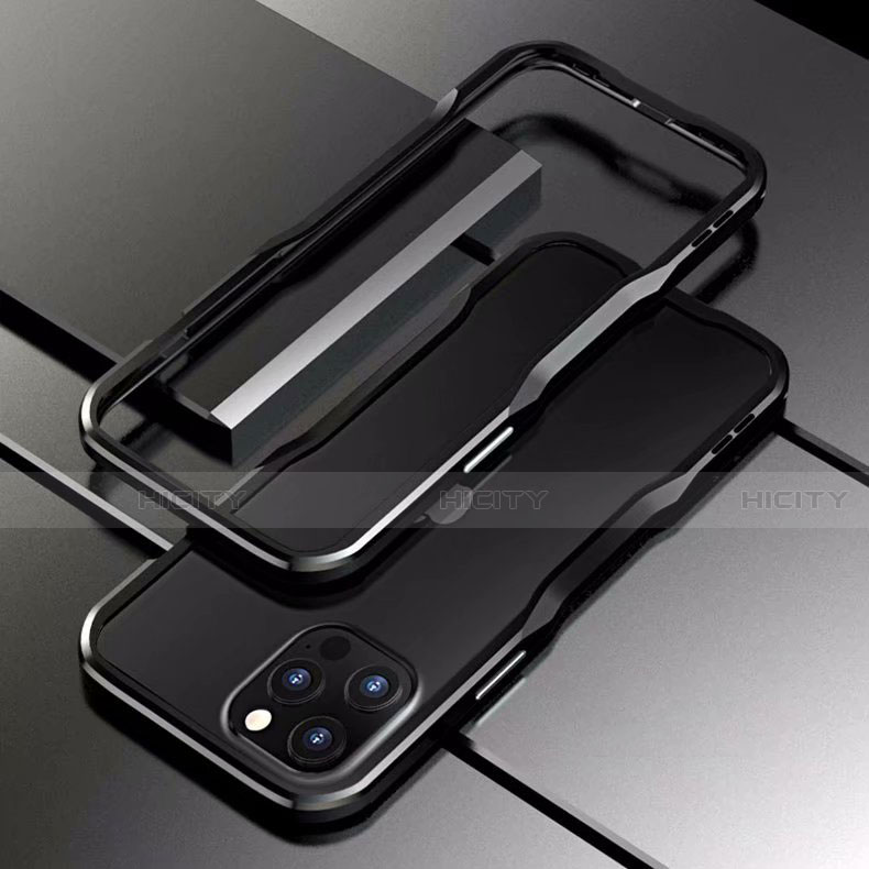 Coque Bumper Luxe Aluminum Metal Etui T03 pour Apple iPhone 12 Pro Noir Plus