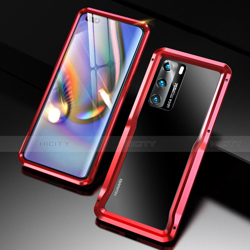 Coque Bumper Luxe Aluminum Metal Etui T03 pour Huawei P40 Rouge Plus