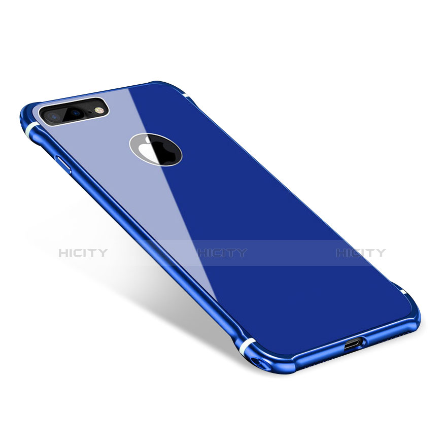 Coque Bumper Luxe Aluminum Metal Miroir Housse Etui M01 pour Apple iPhone 7 Plus Bleu Plus