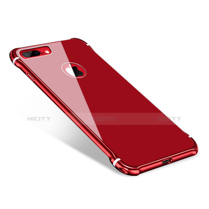 Coque Bumper Luxe Aluminum Metal Miroir Housse Etui M01 pour Apple iPhone 8 Plus Rouge Plus