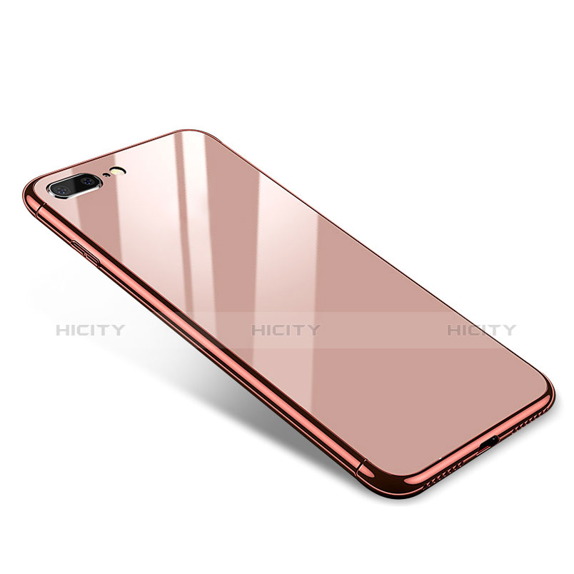 Coque Bumper Luxe Aluminum Metal Miroir Housse Etui pour Apple iPhone 8 Plus Or Rose Plus