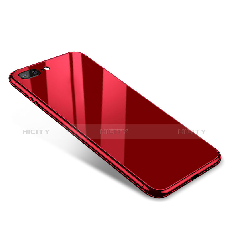 Coque Bumper Luxe Aluminum Metal Miroir Housse Etui pour Apple iPhone 8 Plus Rouge Plus