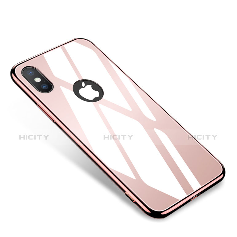 Coque Bumper Luxe Aluminum Metal Miroir Housse Etui pour Apple iPhone X Or Rose Plus