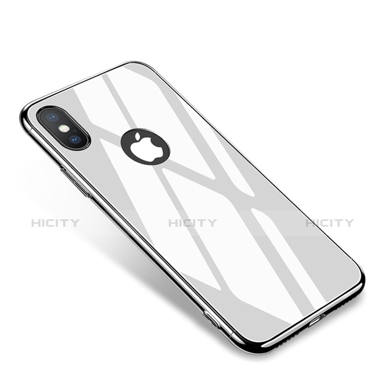 Coque Bumper Luxe Aluminum Metal Miroir Housse Etui pour Apple iPhone Xs Blanc Plus