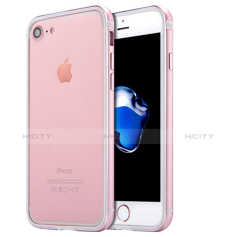 Coque Bumper Luxe Aluminum Metal pour Apple iPhone 7 Or Rose Plus