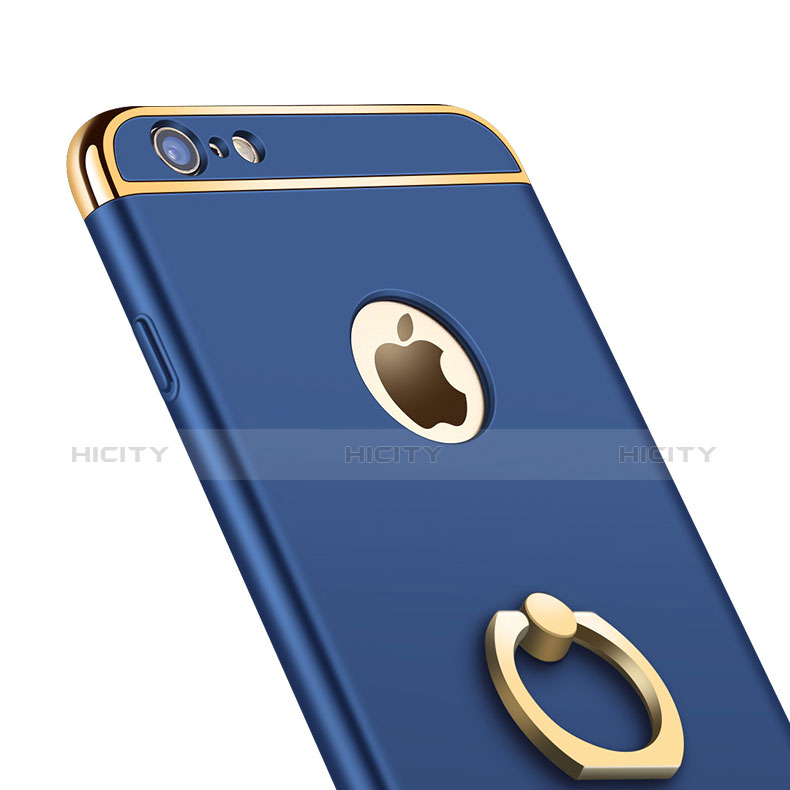 Coque Bumper Luxe Metal et Plastique avec Support Bague Anneau A01 pour Apple iPhone 6 Bleu Plus