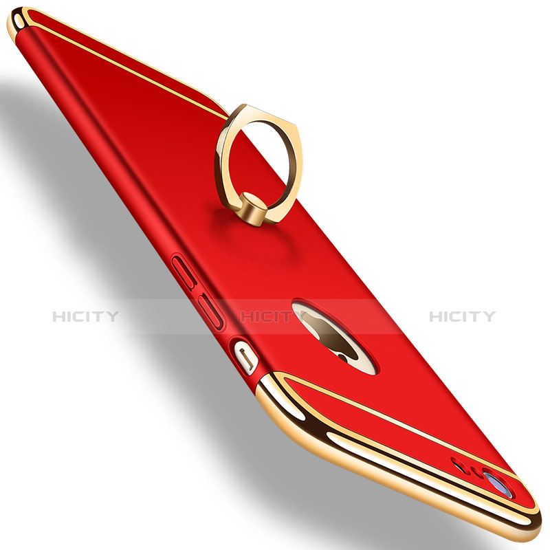 Coque Bumper Luxe Metal et Plastique avec Support Bague Anneau A01 pour Apple iPhone 6 Rouge Plus