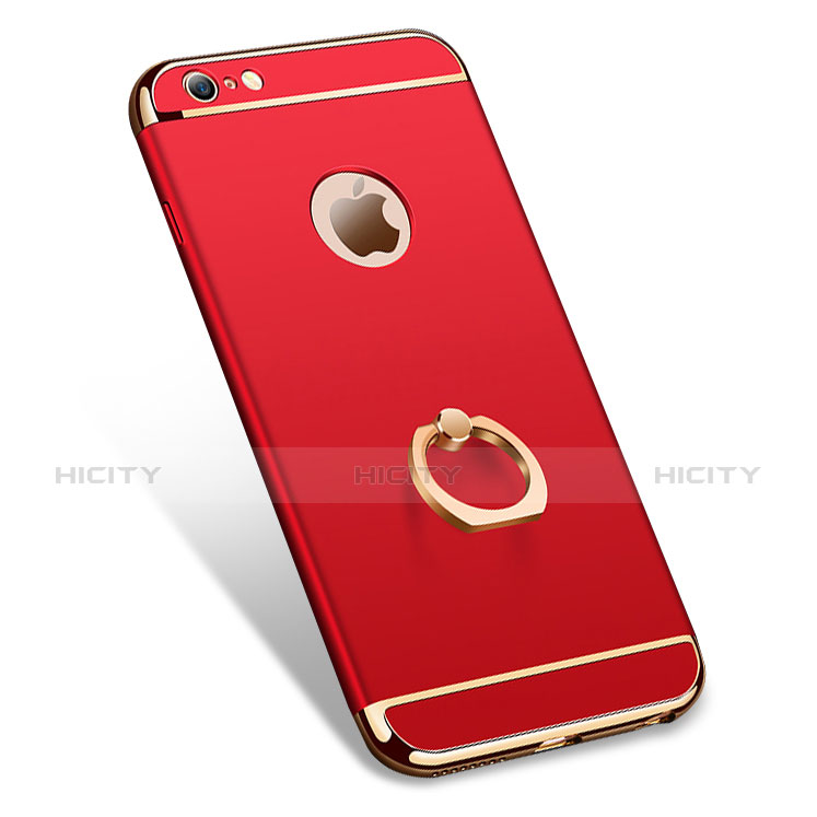 Coque Bumper Luxe Metal et Plastique avec Support Bague Anneau A01 pour Apple iPhone 6 Rouge Plus