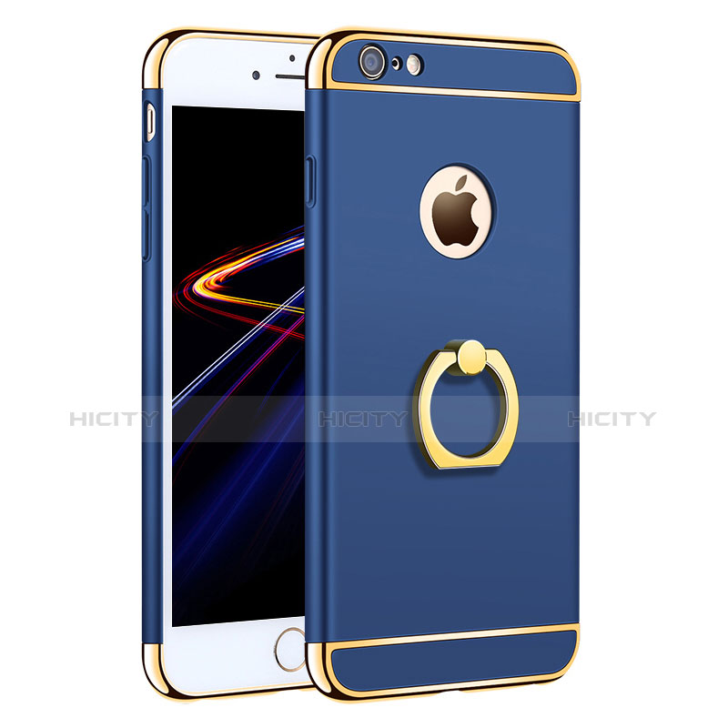 Coque Bumper Luxe Metal et Plastique avec Support Bague Anneau A01 pour Apple iPhone 6S Bleu Plus