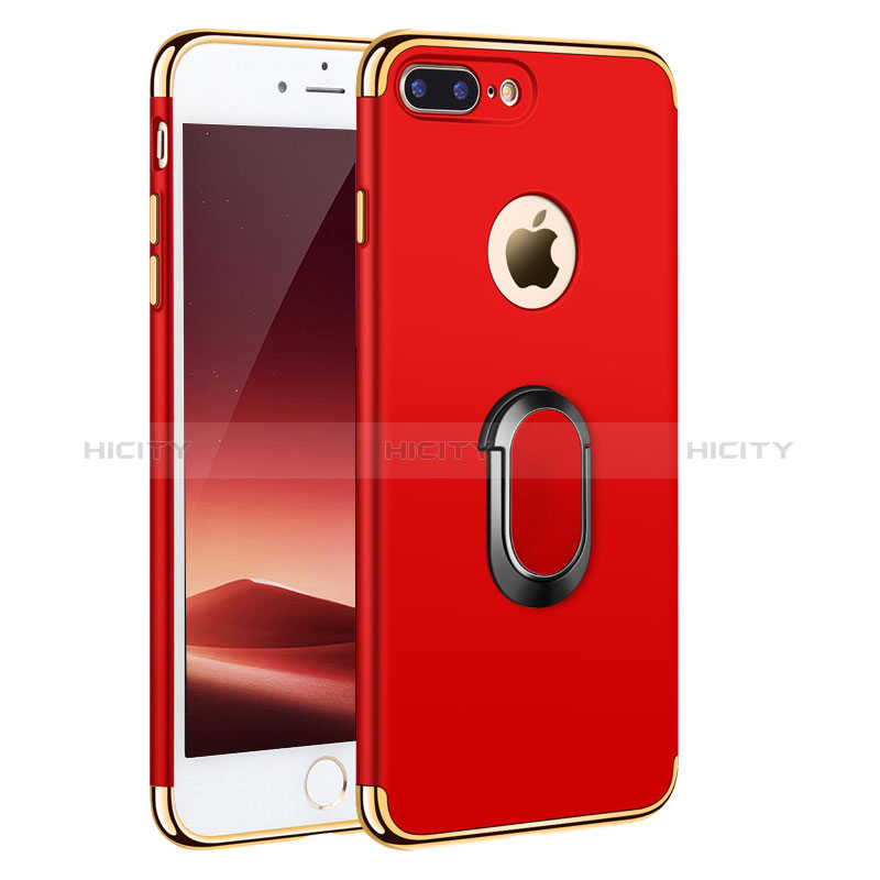 Coque Bumper Luxe Metal et Plastique avec Support Bague Anneau A01 pour Apple iPhone 8 Plus Rouge Plus