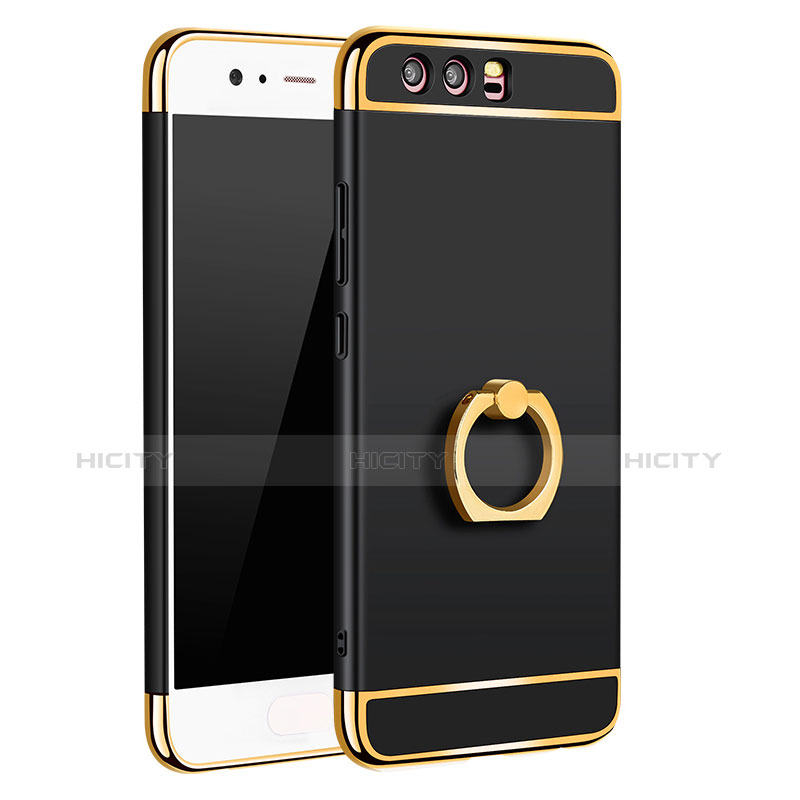 Coque Bumper Luxe Metal et Plastique avec Support Bague Anneau A01 pour Huawei P10 Noir Plus